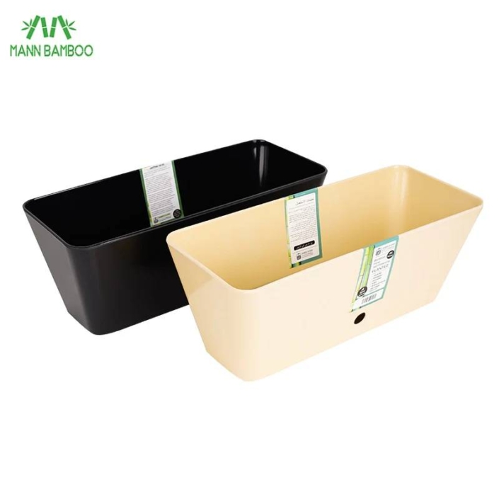 Biodegradable Bamboo Fibre Rectangle Self-Watering Planter 16 inch Wholesale