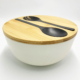 Customized Bamboo Salad Bowl Set with with Lid, Spoon & Fork