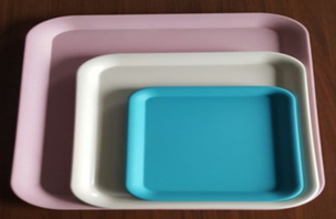 OEM Biodegradable Customized Color Bamboo Fiber Reusable rectangle Tray For Family