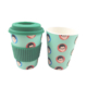 OEM Custom Bamboo Fibre Reusable Coffee Cups with Silicone Lid 12oz 350ml