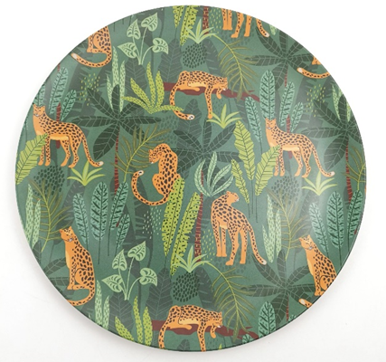 OEM Eco 10 Inch Reusable Bamboo Fiber Round Plates with Custom Pattern